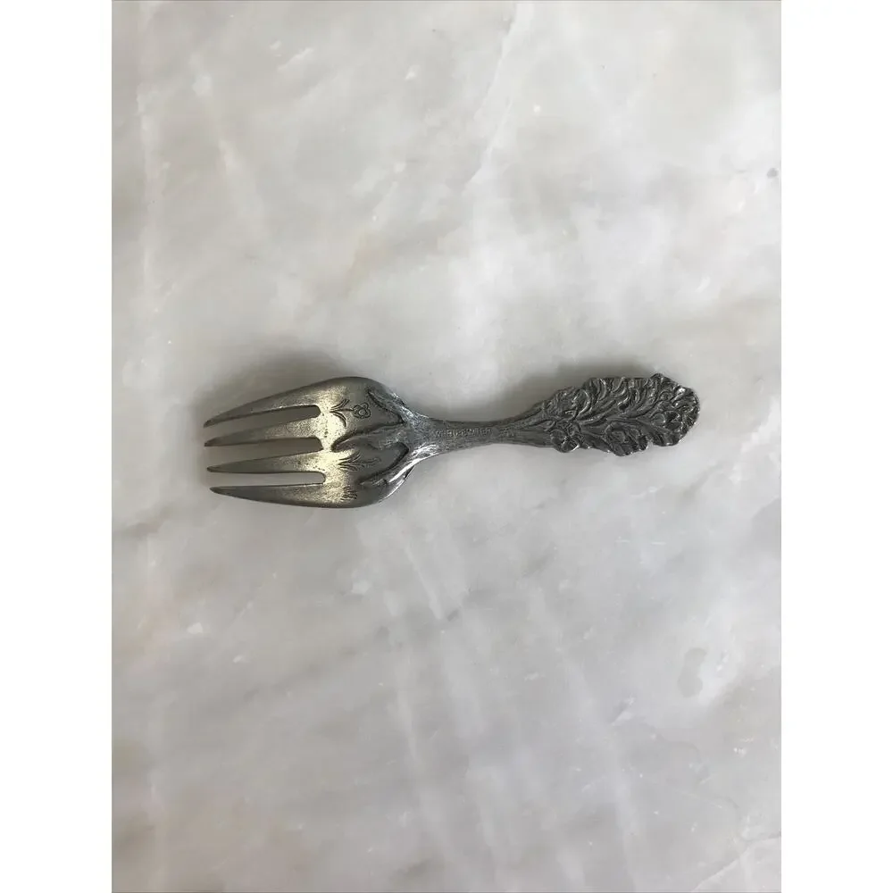 Vintage Web Silver Co Pewter Baby Fork Winnie the Pooh￼ Bear Ducks 1960s